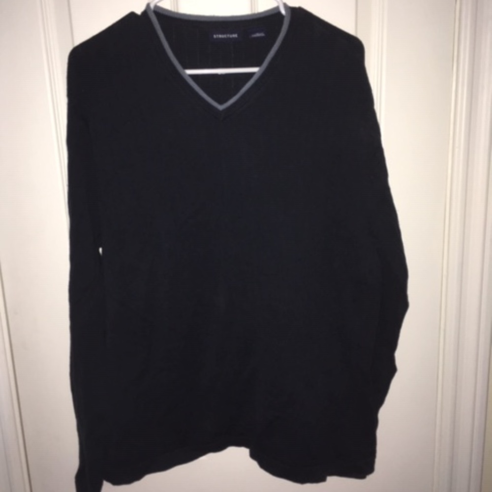 Structure Navy V-Neck Sweater, size XL